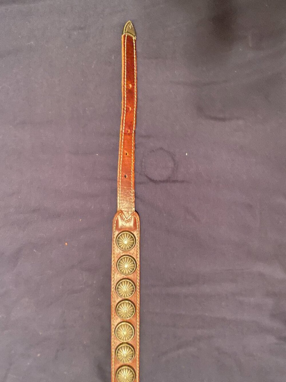 Womens Brown Leather Western Concho Belt - Picture 2 of 4